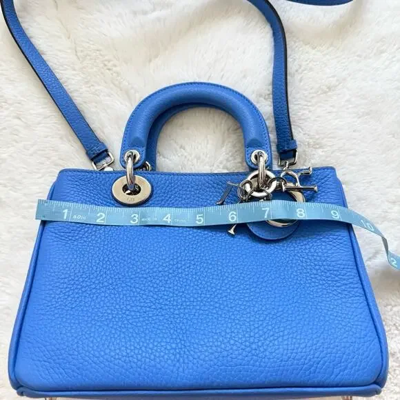 Christian Dior mini electric blue grained calf leather small Bag Authentic